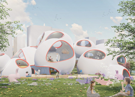 Curvilinear Glass Facade and Eco-Friendly Foam Spaces in a Children’s Hospice