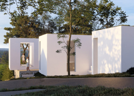 Sustainable Retreat Embracing Local Stone And Whitewashed Surfaces In A Serene Landscape