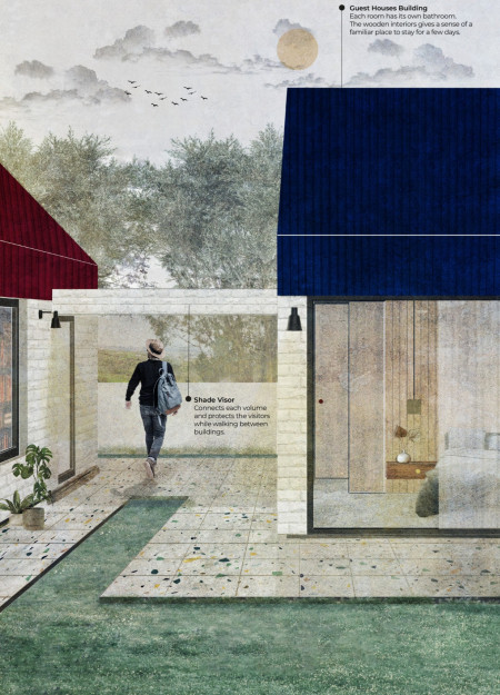 Charred Wooden Shingles and Ceramic Facades Enhancing Community Spaces in Rural Portugal