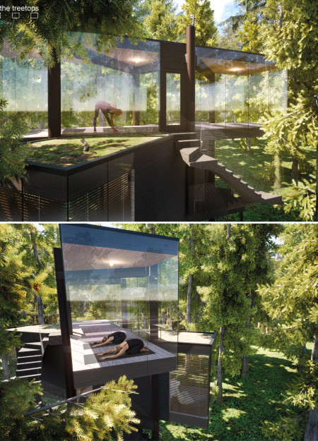 Elevated Living Space Featuring Cross-Laminated Timber and Green Roof Integration