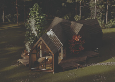 Charred Wooden Shingles and Cross-Laminated Timber Panels Define an Eco-Friendly Retreat in the Forest