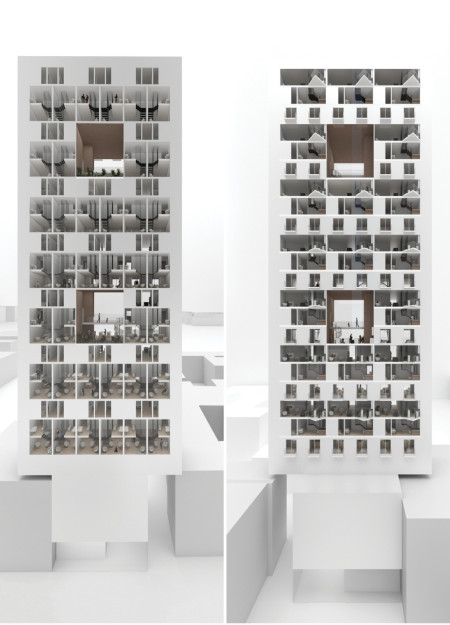 Charred Wooden Shingles and Concrete Integrate with Open Communal Spaces in Urban Multifamily Housing