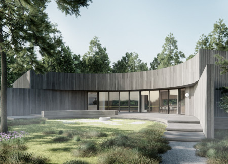 Curvilinear Timbers and Insulated Glazing Unite in a Sustainable Wellness Retreat  
