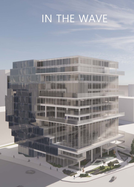 Wave-Inspired Structure Featuring Biophilic Design and Solar-Capturing Glass for Versatile Workspaces  