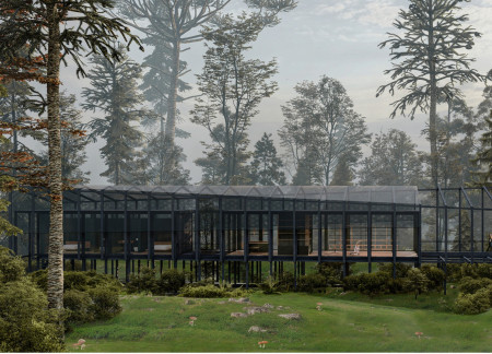 Charred Wooden Shingles and Cross-Laminated Timber Panels Define a Versatile Community Hub