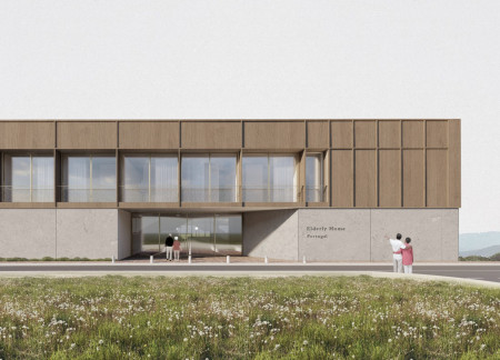 Charred Wooden Shingles Complementing Laminated Timber in a Community-Centric Elderly Home