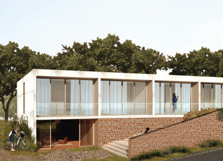 Natural Ventilation and Communal Spaces Enhanced by Local Stone and Reinforced Concrete  