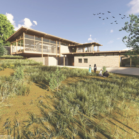 Charred Wooden Shingles Accent A Sustainable Retreat With Landscape Integration