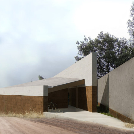 Charred Wooden Shingles and Stone Walls Enclosing a Central Olive Garden Community Space