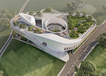 Curvilinear Community Spaces With Natural Ventilation and Eco-Friendly Green Roofs  