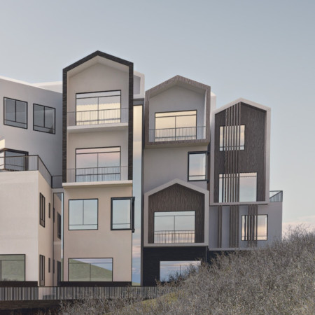 Elevated Living Space Enveloped in Charred Wooden Shingles with Multifunctional Timber Design