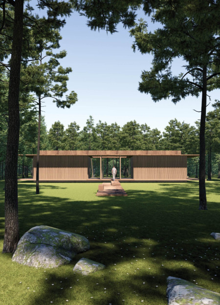 Charred Wooden Shingles Embrace Sustainable Design in A Forest Retreat