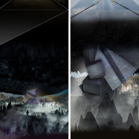Suspended Pathways and Translucent Glass Featuring Local Stone Integration in a Community Space  