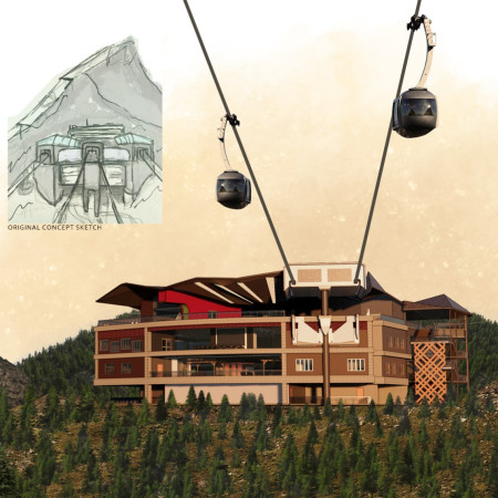 Charred Wooden Shingles and A Scenic Cableway Elevate Remote Workspace Functionality