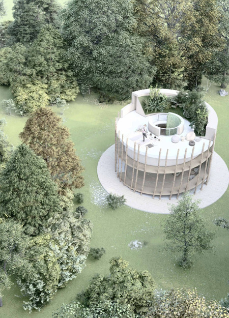 Circular Sanctuary With Photovoltaic Glass and Cross-Laminated Timber Integration  