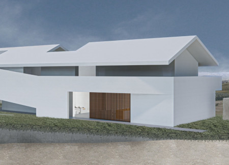 Meditation Space Wrapped in Concrete and Timber Embracing Olive Groves