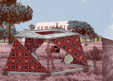 Goat Hair Fabric and Metal Framework Create Flexible Community Space With Cultural Roots
