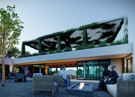 Living Greenery and Terracotta Facades in a Countryside Tasting House