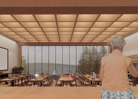Grass Ramp and Rooftop Garden in Cross-Laminated Timber Residence for Elderly Care  