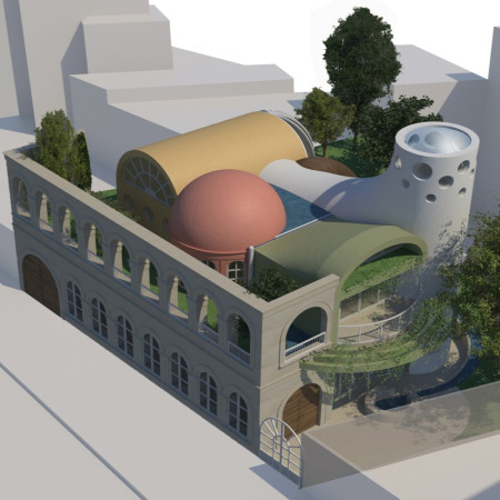 Curvilinear Spaces Featuring Colorful Domes and Healing Gardens Within A Hospice Constructed From Natural Materials