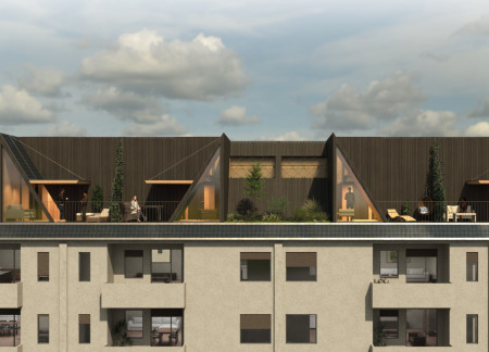 Charred Wooden Shingles and Glass Facades Transforming Urban Rooftops Into Sustainable Living Spaces
