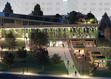 Charred Wooden Elements and Flexible Workspaces in a Community-Focused Structure