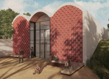 Rammed Earth Walls and Terracotta Roofs Creating Harmony in a Multisensory Community Space