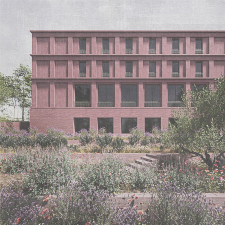 Curved Red Brick Courtyards with Indigenous Gardens in a Community-Focused Living Space