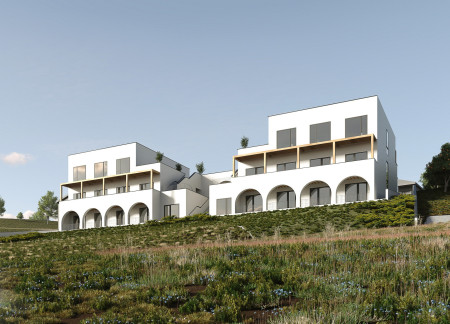 Charred Wooden Shingles and Stucco Facades Enriching Accessible Elder Living