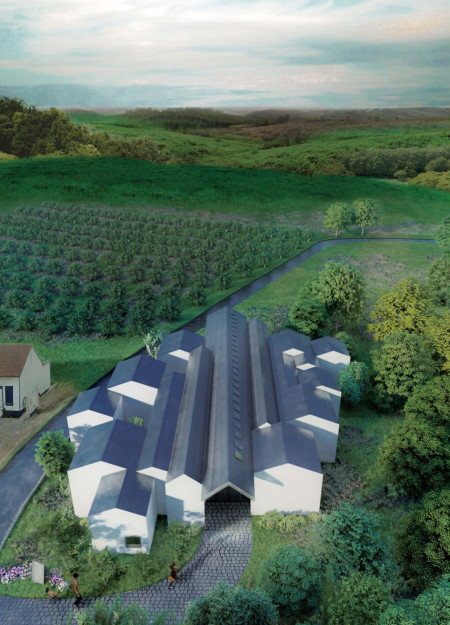 Charred Wood and Slate Harmonize With Communal Spaces in Sustainable Winemaking Facility
