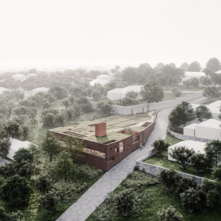 Green Roofing and Local Stone Harmonize in Sustainable Hillside Living