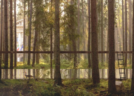 Charred Wooden Shingles and Cross-Laminated Timber Enhance Community Functionality in Urban Setting