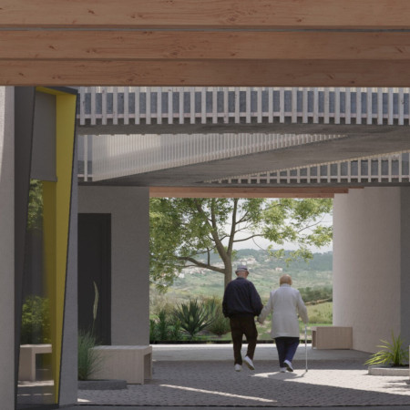 Healing Garden With Sustainable Timber And Natural Light in Senior Living Environment  