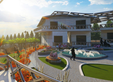 Curvilinear Glass and White Concrete Design Harmonizing Natural Light in a Community-Focused Elderly Home