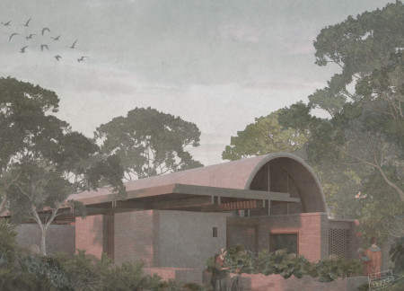 Rainwater Harvesting Vaults And Earth-Toned Clay Bricks in a Community-Focused Olive Grove Guest House