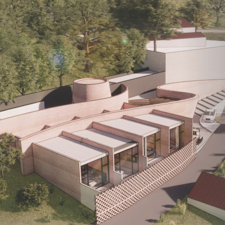 Terracotta Cladding and Curvilinear Form for a Sustainable Guest Experience