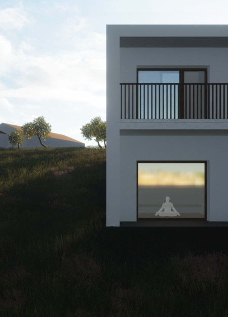 Guesthouse designed with terracotta tiles and sustainable wood in harmony with olive groves