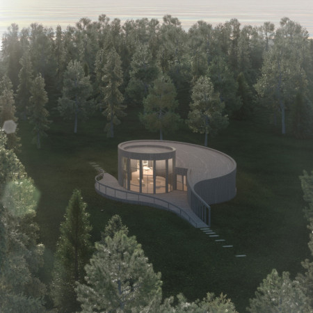 Curvilinear Retreat Crafted With Charred Redwood Cladding and Ground Screw Foundations  