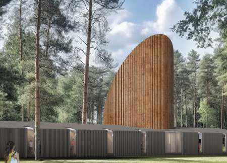 Cross-Laminated Timber Structure Harmonizing with Japanese Landscape for Holistic Wellness