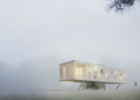 Fog Harvesting Through Cross-Laminated Timber Panels and Charred Wood Shingles in Elevated Residential Design
