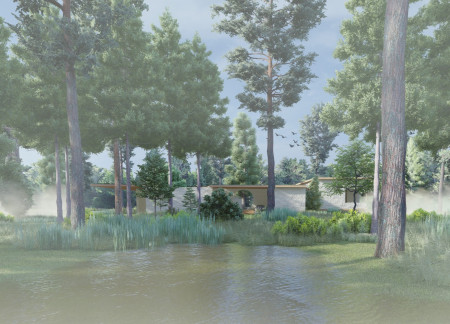 Mycelium Wall Panels and Moss Roof in a Nature-Focused Wellness Retreat  