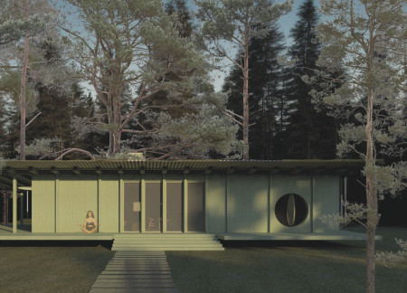 Charred Wooden Shingles and Raised Timber Frame Create a Serene Yoga Retreat in Latvia