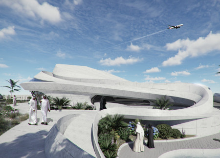 Fluttering Forms Embracing Natural Light With 3D Printed Concrete Panels and Sustainable Landscaping