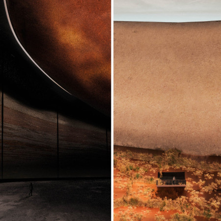 Corten Steel and Natural Stone Nestled Within the Landscape Reflecting the Site’s Topography