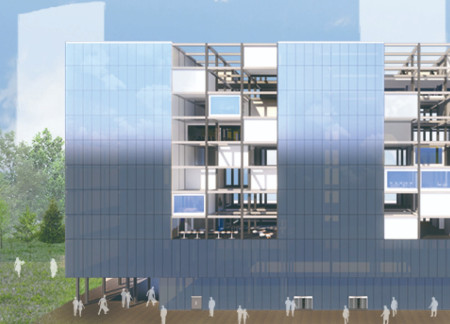 Smart Glass Facades and Folding Walls in a Flexible Urban Workspace