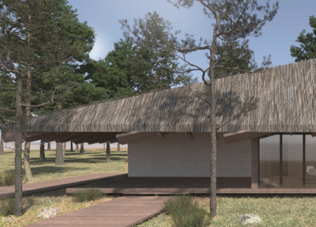 Hipped Roof Structure Crafted from Hemcrete and Glulam Embracing Nature for Mindful Practices  