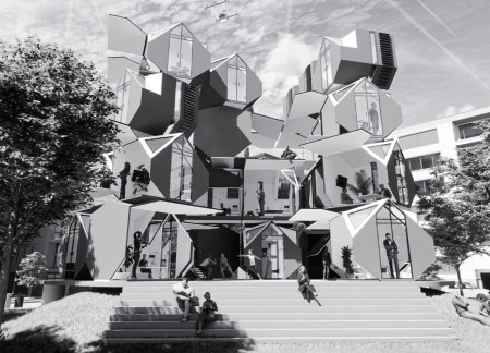 Flexible Modular Pods Featuring Operable Assemblies and Recycled Composite Materials for Future Workspaces