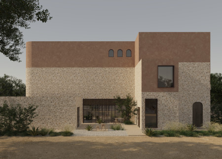Charred Wooden Shingles and Cross-Laminated Timber Panels in a Community-Centric Space