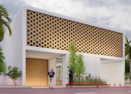 Translucent Solar Panels and Regional Brickwork Shaping a Modern Courtyard Residence