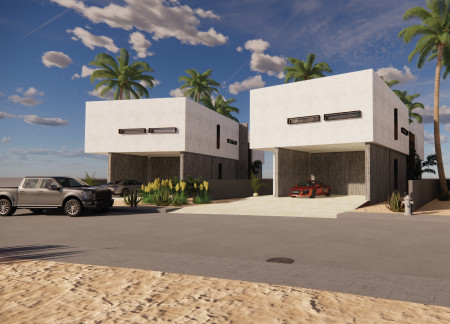 Textured Concrete Panels Combined With Internal Gardens in a Courtyard-Centric Residential Development  